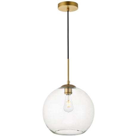 Baxter 1 - Light 11.8 - Inch Pendant With Clear Glass | Elegant Lighting - ELL - LD2224BR - Home Elegance USA - 13