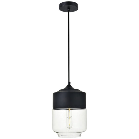 Ashwell 1 - Light 7.1 - Inch Pendant With Clear Glass | Elegant Lighting - ELL - LD2241BK - Home Elegance USA - 1