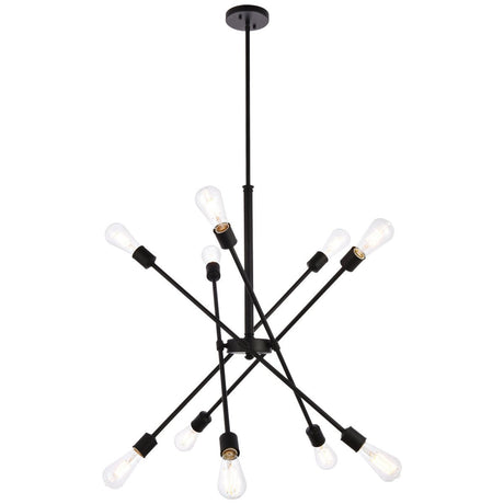 Axel 10 - Light Black Pendant With Hanging Rod | Elegant Lighting - ELL - LD8003D28BLA - Home Elegance USA - 1