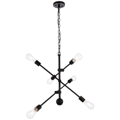 Axel 6 - Light Black Pendant With Chain | Elegant Lighting - ELL - LD8006D29BLA - Home Elegance USA - 1