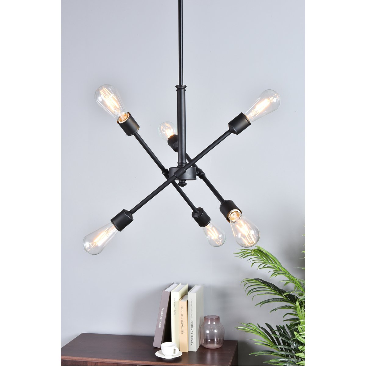 Axel 6 - Light Black Pendant With Hanging Rod | Elegant Lighting | Home Elegance USA