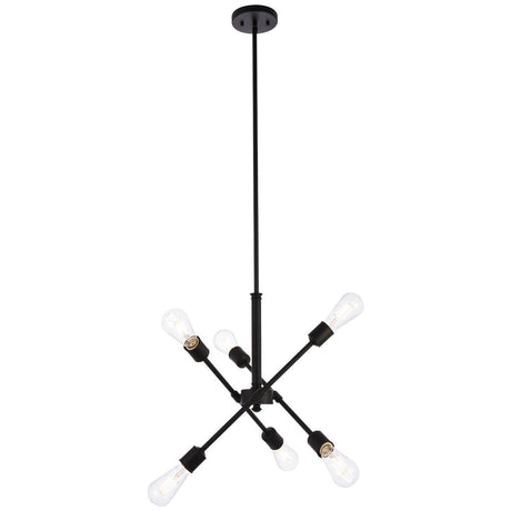 Axel 6 - Light Black Pendant With Hanging Rod | Elegant Lighting - ELL - LD8015D18BLA - Home Elegance USA - 1