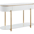 Daveigh Sofa Table LV02466 White High Gloss & Gold Finish | Acme | Home Elegance USA