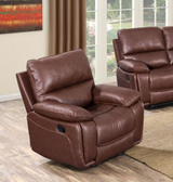 Brown leather recliner chairs in a living room setting.