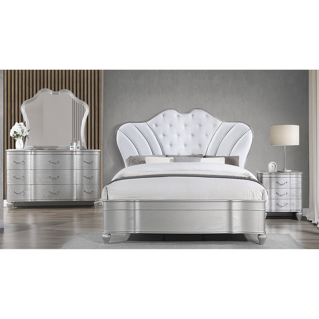 Landmark Panel Bedroom set Silver - Galaxy Furniture - 1-4