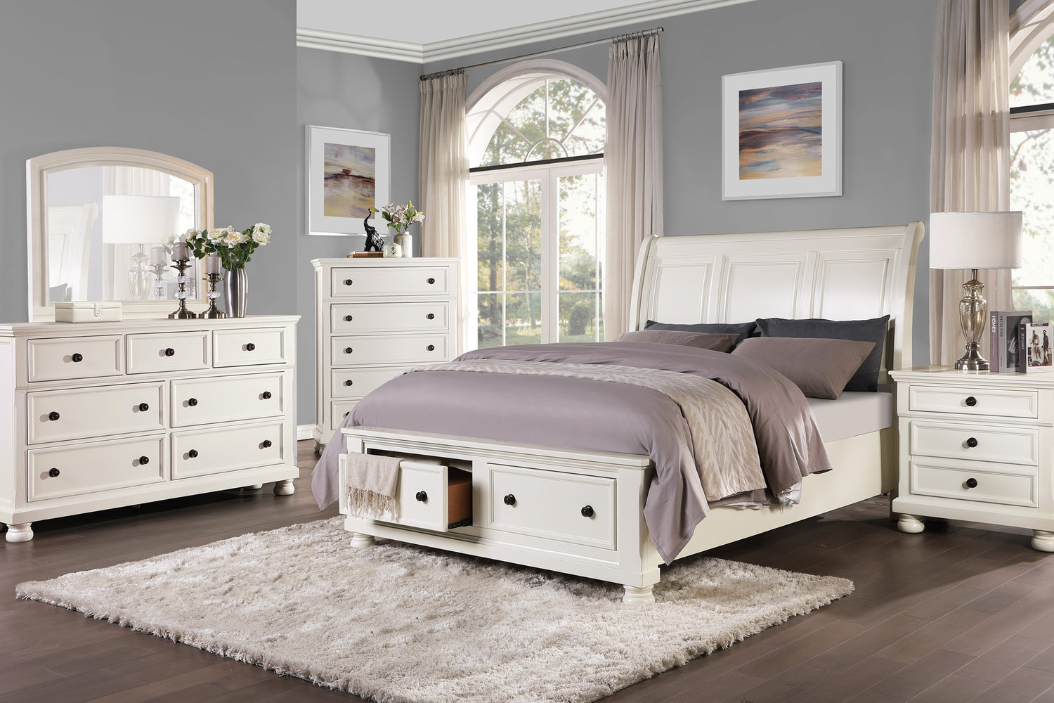 Laurelin 4 Piece Queen Platform Bedroom Set White Homelegance - Home Elegance USA