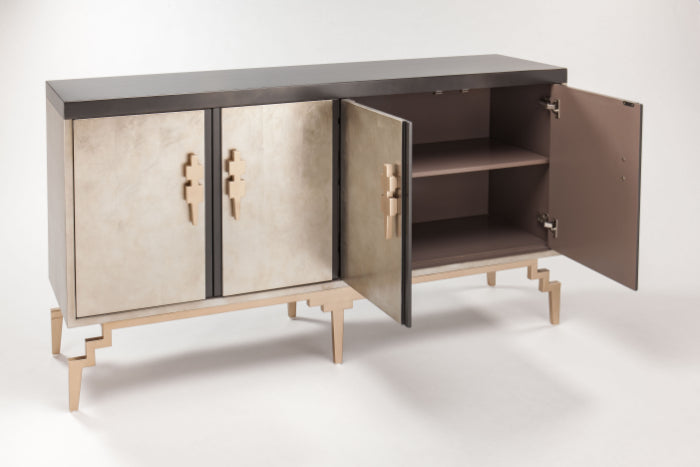 Modern sideboard with open doors on a white background Home Elegance USA