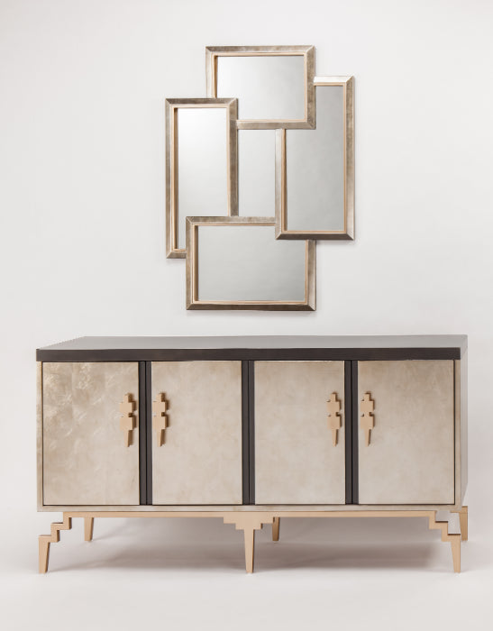 Cabinet with decorative mirrors on a white background Home Elegance USA