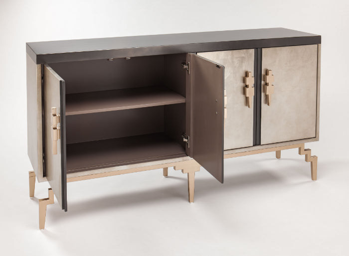 Modern sideboard with open doors on a white background Home Elegance USA