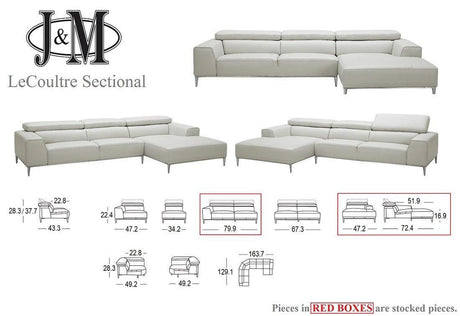 Lecoultre Sectional In Light Grey | J&M Furniture - Home Elegance USA