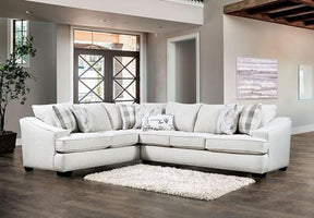 Leamington Contemporary Sectional Sofa in Ivory Linen-like Fabric by Furniture of America