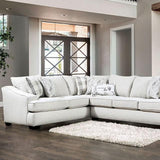 Leamington Contemporary Sectional Sofa in Ivory Linen-like Fabric by Furniture of America Furniture of America