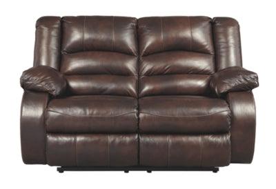 Power Reclining Leather Loveseat Levelland Warm Brown – Home