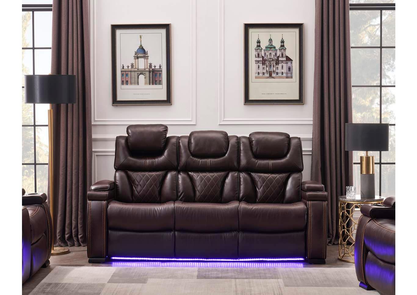 Purple reclining store sofa