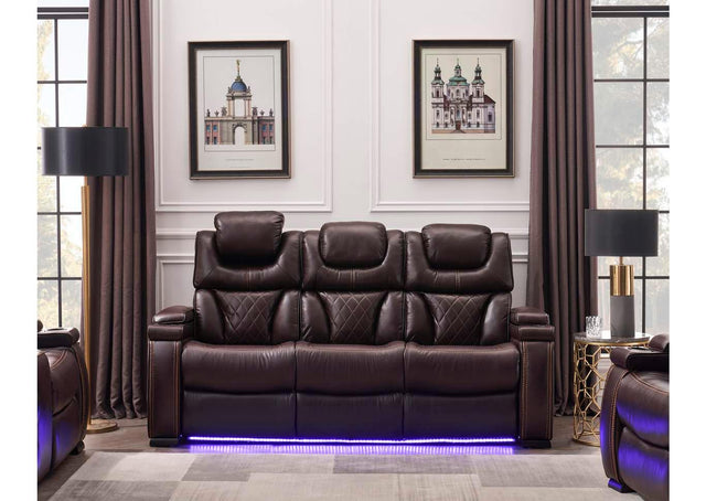 Lexus Contemporary Dual Power Reclining Sofa in Brown by Galaxy Furniture Galaxy Furniture