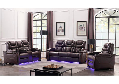 Lexus Contemporary Dual Power Reclining Sofa in Brown by Galaxy Furniture Galaxy Furniture