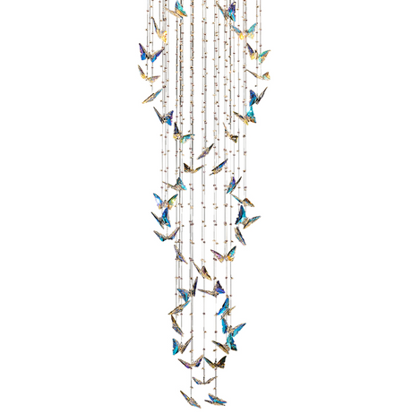 Butterfly Dance Chandelier – Chrome Sculptural Crystal Butterfly Lighting Fixture