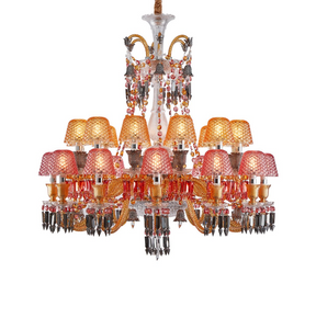 Czarina 24-Light Chrome Crystal Chandelier with Multicolor Jewel Glass & Crystal Arms