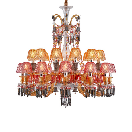 Czarina 24-Light Chrome Crystal Chandelier with Multicolor Jewel Glass & Crystal Arms
