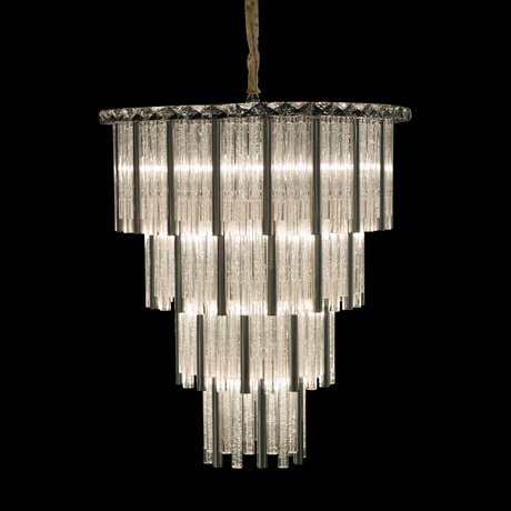 Chimes 15-Light Chandelier – Silver Waterfall Glass Luxury Lighting Fixture