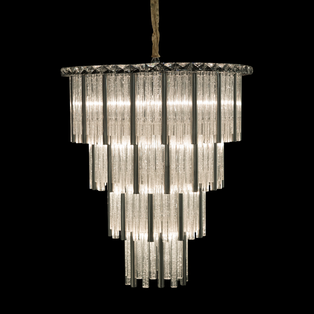 Chimes 15-Light Chandelier – Silver Waterfall Glass Luxury Lighting Fixture