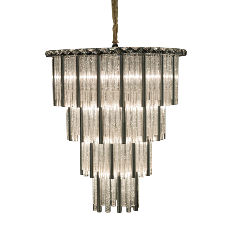 Chimes 15-Light Chandelier – Silver Waterfall Glass Luxury Lighting Fixture