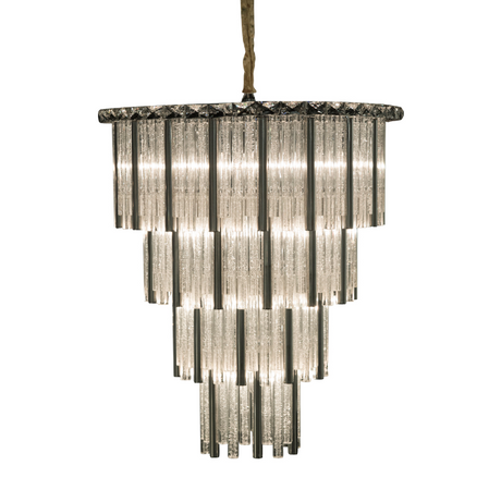Chimes 15-Light Chandelier – Silver Waterfall Glass Luxury Lighting Fixture