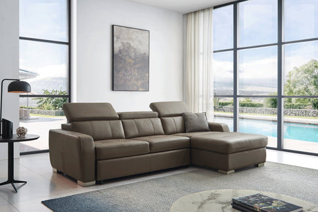 1822 Sectional Right W/Bed In Grayish Brown Taupe - 1822Sectional | ESF - 1822SECTIONAL - Home Elegance USA - 1