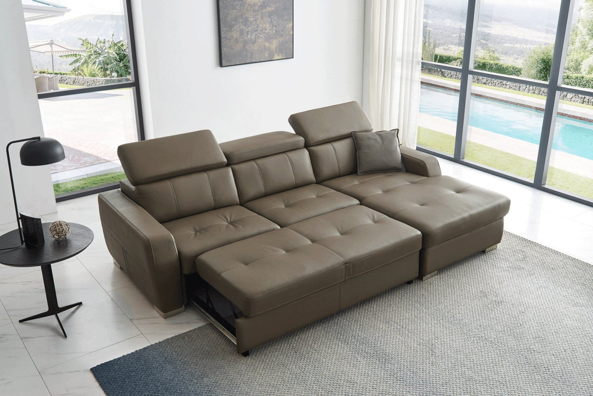 1822 Sectional Right W/Bed In Grayish Brown Taupe - 1822Sectional | ESF | Home Elegance USA