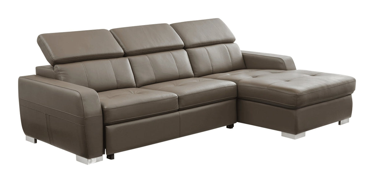 1822 Sectional Right W/Bed In Grayish Brown Taupe - 1822Sectional | ESF | Home Elegance USA