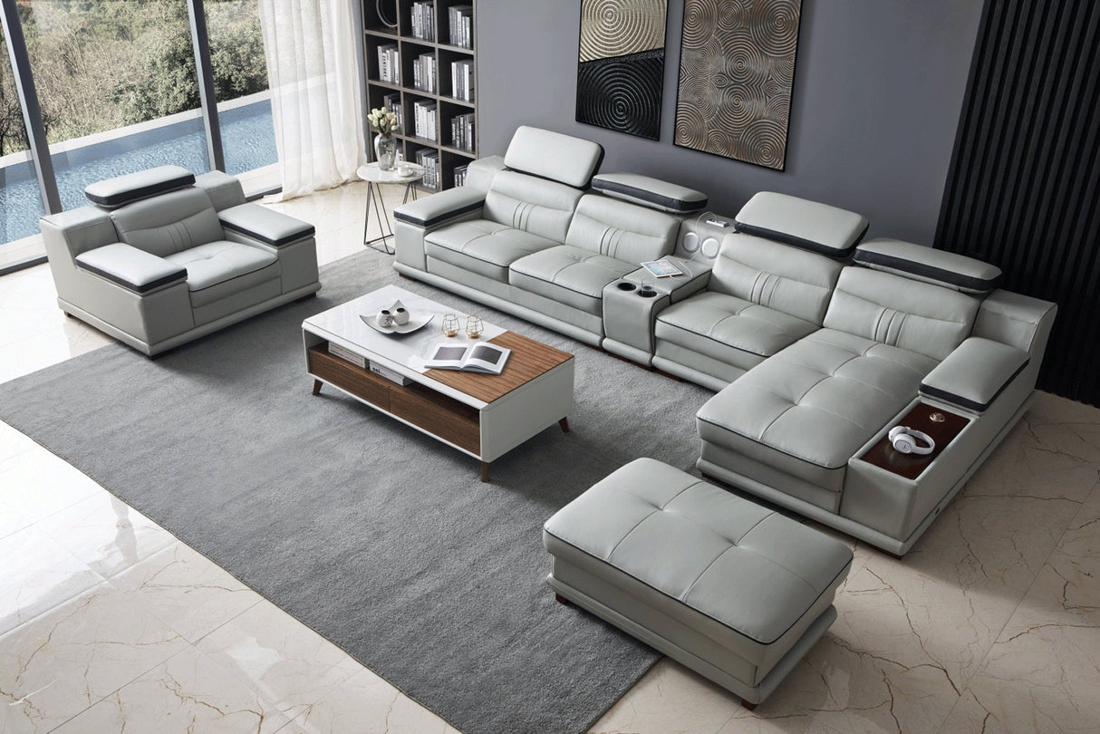 908 Sectional Left In Light Grey - 908Sectional | ESF | Home Elegance USA