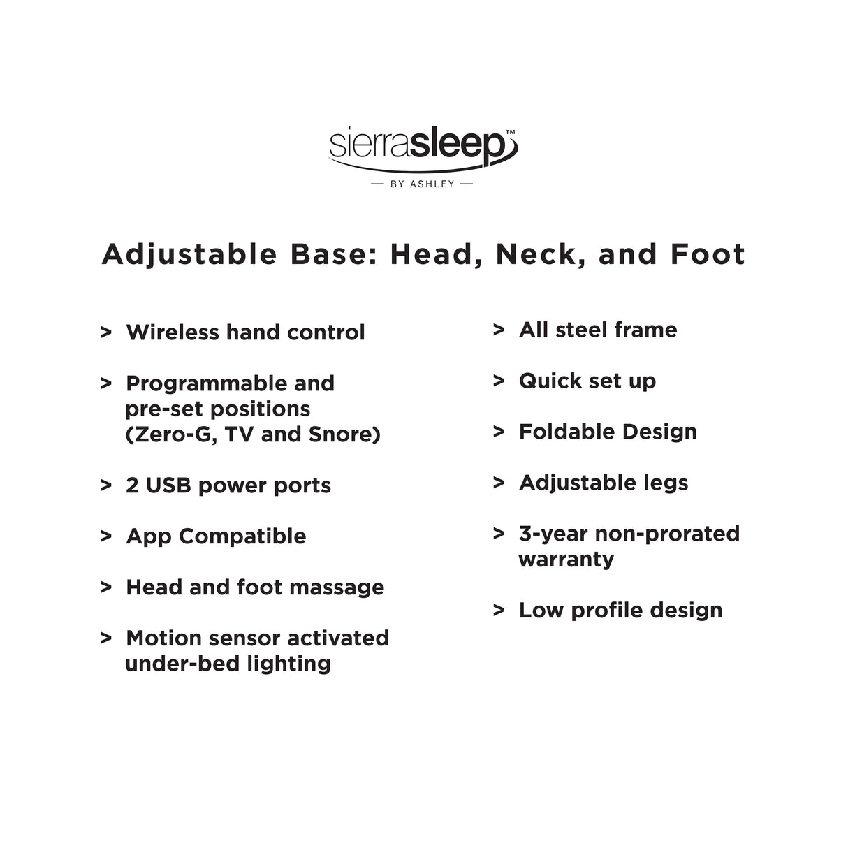 Ashley Black Head-Foot Model Best Cal King Adjustable Base - Home Elegance USA