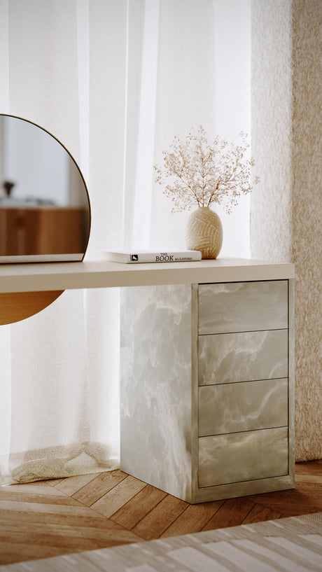 Monaco Vanity | Caracole Classic | Almond Milk & Green Onyx | CLA-425V-073