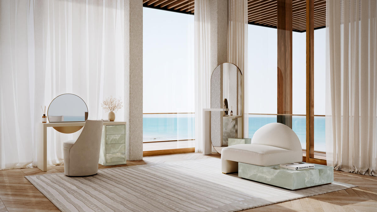 Monaco Vanity | Caracole Classic | Almond Milk & Green Onyx | CLA-425V-073 - sold by Home Elegance USA