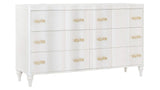 Madona transitional dresser in pearl finish, solid wood frame, and elegant gold hardware by Cosmos Furniture 510110721