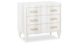 Madona transitional nightstand in pearl finish, solid wood frame, and elegant gold hardware by Cosmos Furniture 515110750
