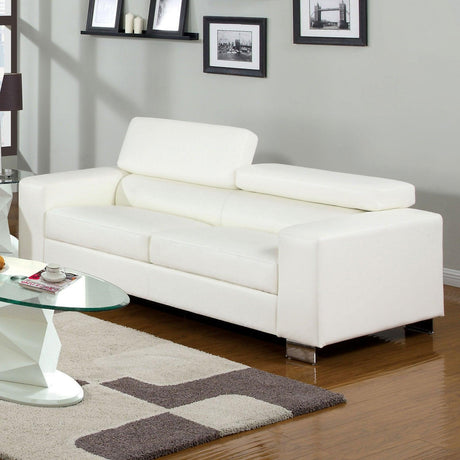 Makri Contemporary White Bonded Leather Living Room Set by Furniture of America Furniture of America