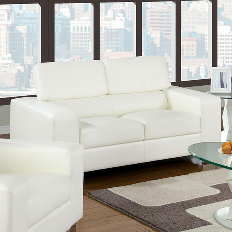 Makri Contemporary White Bonded Leather Living Room Set by Furniture of America Furniture of America