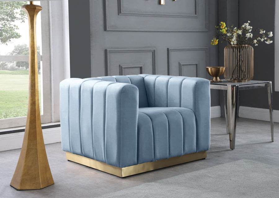 Marlon 3 Piece Living Room Set In Sky Blue - 603Skyblu-S-3Set | Meridian - sold by Home Elegance USA