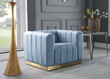 Marlon 3 Piece Living Room Set In Sky Blue - 603Skyblu-S-3Set | Meridian - sold by Home Elegance USA