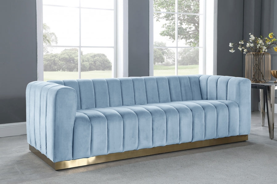 Marlon 3 Piece Living Room Set In Sky Blue - 603Skyblu-S-3Set | Meridian - sold by Home Elegance USA