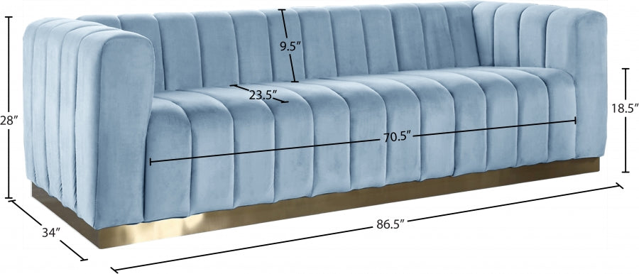 Marlon 3 Piece Living Room Set In Sky Blue - 603Skyblu-S-3Set | Meridian - sold by Home Elegance USA