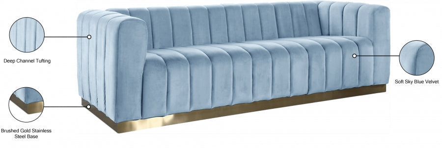 Marlon 3 Piece Living Room Set In Sky Blue - 603Skyblu-S-3Set | Meridian - sold by Home Elegance USA