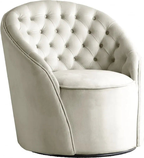 Alessio Velvet Accent Chair In Cream - 501Cream | Meridian - 501Cream - Home Elegance USA - 1