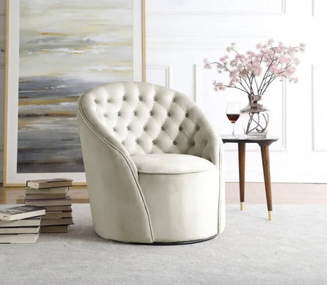 Alessio Velvet Accent Chair In Cream - 501Cream | Meridian - 501Cream - Home Elegance USA - 2