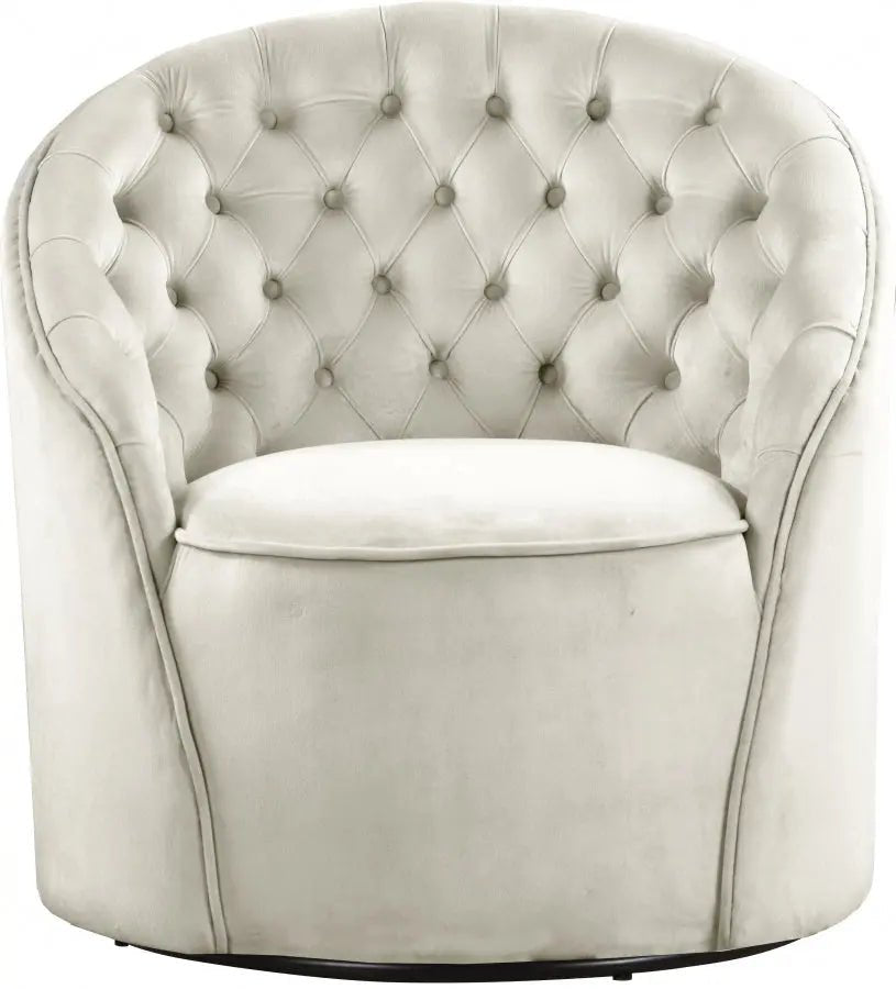 Alessio Velvet Accent Chair In Cream - 501Cream | Meridian - 501Cream - Home Elegance USA - 4