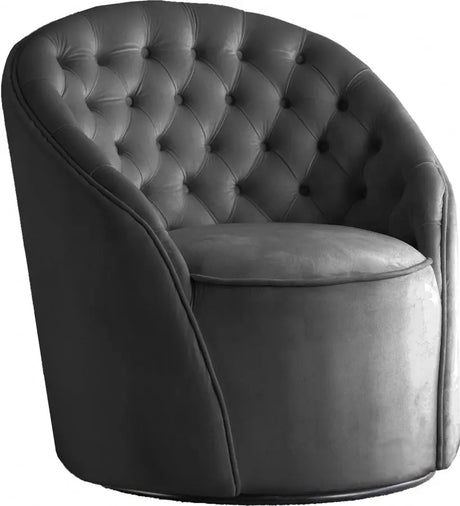 Meridian Furniture - Alessio Velvet Accent Chair In Grey - 501Grey