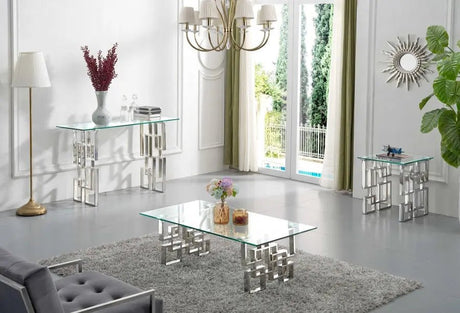 Alexis 3 Piece Occasional Table Set In Chrome - 231 - 3Set | Meridian - 231 - 3SET - Home Elegance USA - 1