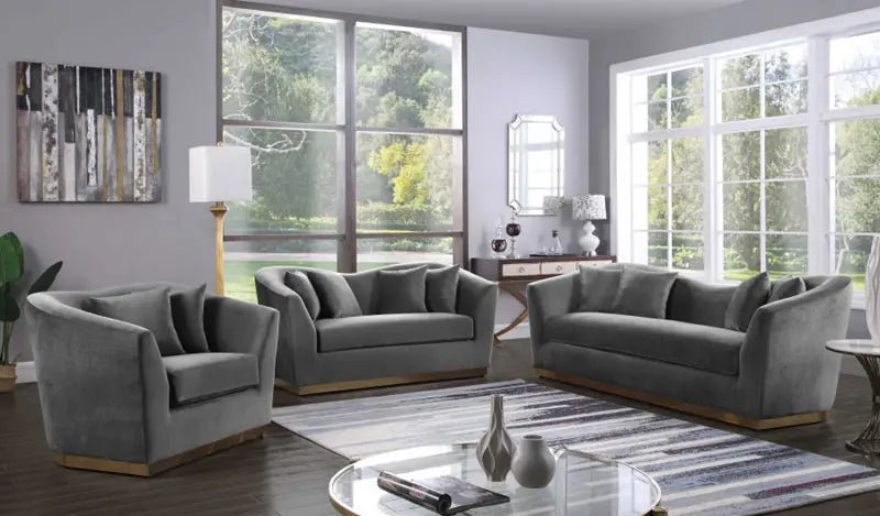 Arabella 3 Piece Living Room Set In Grey - 617Grey - S - 3Set | Meridian | Home Elegance USA