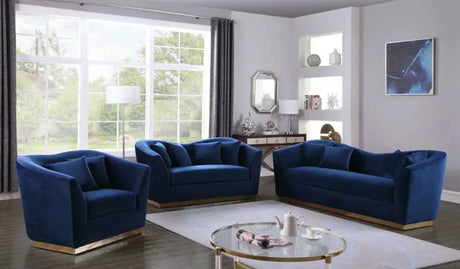 Arabella 3 Piece Living Room Set In Navy - 617Navy - S - 3Set | Meridian - 617Navy - S - 3SET - Home Elegance USA - 1